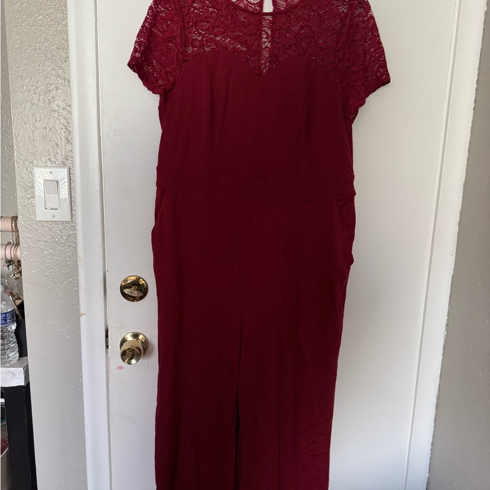 Torrid Burgundy Lace Top Jumpsuit